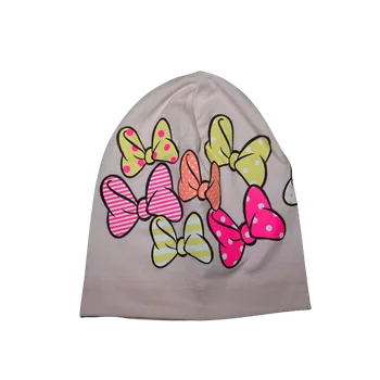 Čepice Dívčí světle růžová čepice s mašličkami. 4 - 6;7 - 8 SEZON