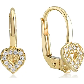 Náušnice Lillian Vassago Patentové zlaté náušnice srdíčko se zirkony LLV11-GER050Y
