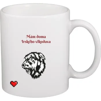 Pánské tričko Hrnek malý bílý s potiskem Mám doma Irského vlkodava