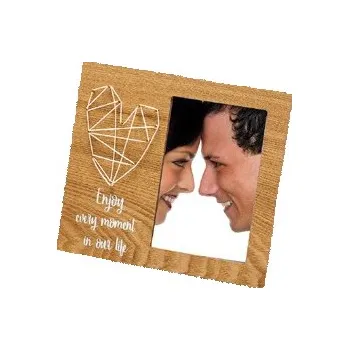 Rám na obraz Svatební dřevěný fotorámeček s aplikací FRIENDSHIP 10x15 natur kph