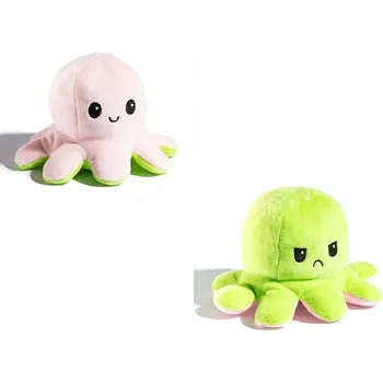 plyšák MASTER Oboustranná plyšová chobotnice růžová/zelená