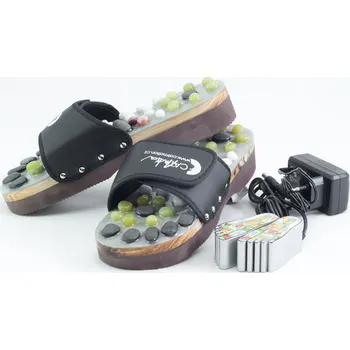 Catmotion Vyhřívané masážní pantofle s přírodními kameny černé XL