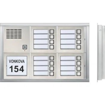 Poštovní schránka Zvonkové tablo TESLA GARANT pro zazdění - 16 účastníků - HORIZONTÁLNĚ