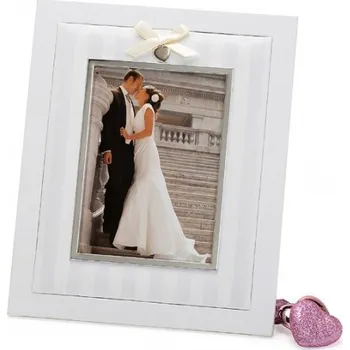 Rám na obraz Svatební dřevěný fotorámeček s aplikací NOW 13x18 bílý kph