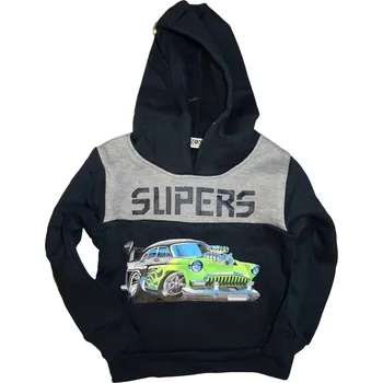 Chlapecká mikina Chlapecká tmavě modrá teplá mikina se zeleným autem Slipers 122