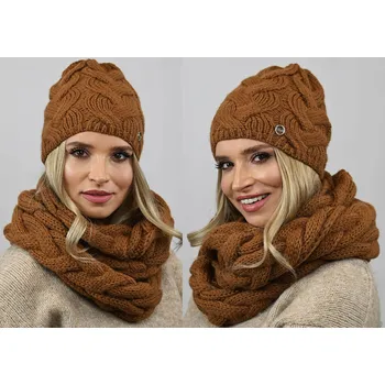 Čepice Fashionweek Dámská souprava čepice a šály ZIZI-K9 Barva: Mocca, Velikost: Universal