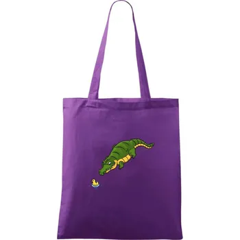 Krokodýl zelený s kačenkou - Taška bavlněná - 42 x 38 cm ( Fialová )