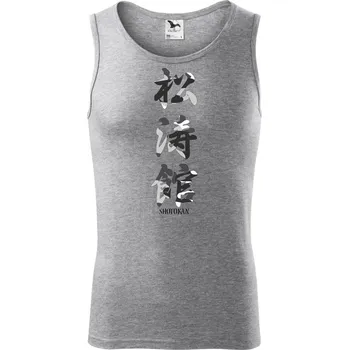 Pánská móda Šótókan maskáčový nápis - Tílko pánské Core - M ( Tmavě šedý melír )