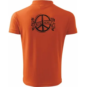 Pánská košile Peaceful world logo - Polokošile pánská Pique Polo 203 - L ( Oranžová )