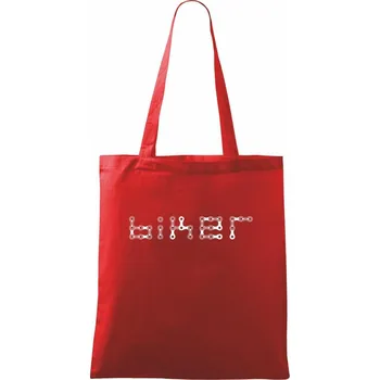 Nákupní taška Biker nápis řetěz - Taška bavlněná - 42 x 38 cm ( Červená )