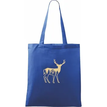 Nákupní taška Jelen a pohoří - Taška bavlněná - 42 x 38 cm ( Královská modrá )