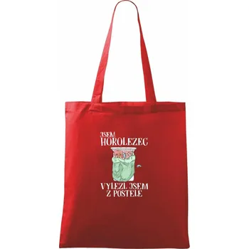 Nákupní taška Jsem horolezec vylezl jsem z postele - Taška bavlněná - 42 x 38 cm ( Červená )