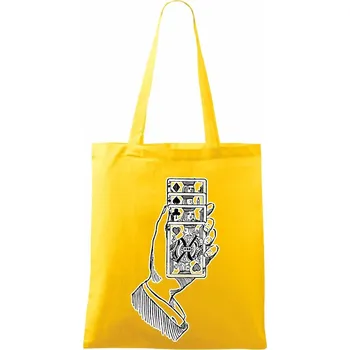 Poker ruka s kartama - Taška bavlněná - 42 x 38 cm ( Žlutá )