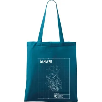 Nákres Gamepad rozebraný - Taška bavlněná - 42 x 38 cm ( Petrolejová )