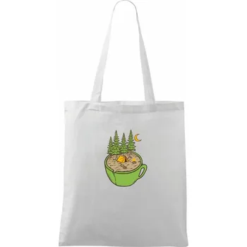 Hrnek plný stanování - Taška bavlněná - 42 x 38 cm ( Bílá )