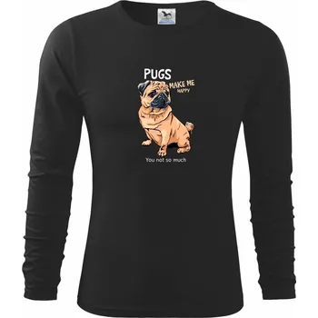 Chlapecké tričko Pugs make me happy - Triko dětské Long Sleeve - 122 cm/6 let ( Černá )