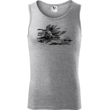 Kreslený prut opřený o kámen - Tílko pánské Core - XL ( Tmavě šedý melír )