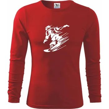 Chlapecké tričko Rychlý snowboardista - Triko dětské Long Sleeve - 122 cm/6 let ( Červená )