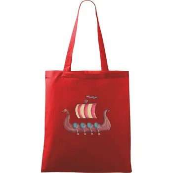 Nákupní taška Viking loď - Taška bavlněná - 42 x 38 cm ( Červená )