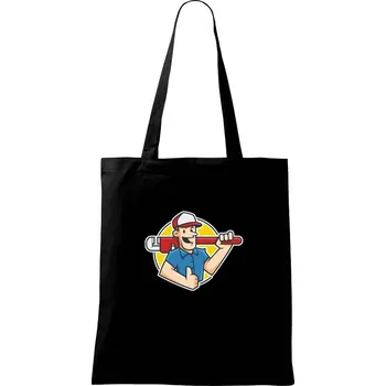 Nákupní taška Instalatér kreslený - Taška bavlněná - 42 x 38 cm ( Černá )