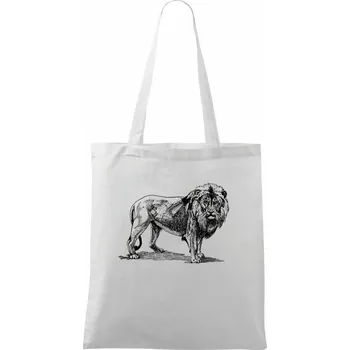 Lev kreslený - Taška bavlněná - 42 x 38 cm ( Bílá )
