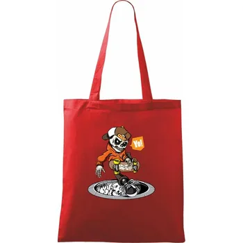 Nákupní taška Skate nad kanálem - Taška bavlněná - 42 x 38 cm ( Červená )