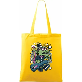 Nákupní taška Krokodýl s kytarou - Taška bavlněná - 42 x 38 cm ( Žlutá )