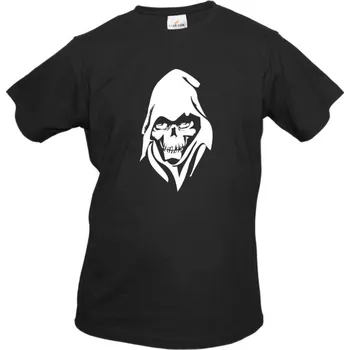 Pánské tričko LEBKA V KÁPI (černé, bílý potisk) pánské velikost L (Pánské tričko s potiskem)