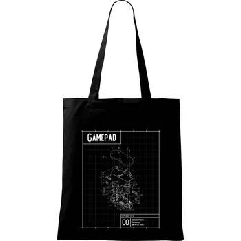 Nákupní taška Nákres Gamepad rozebraný - Taška bavlněná - 42 x 38 cm ( Černá )
