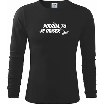 Chlapecké tričko Podzim to je oříšek - Triko dětské Long Sleeve - 122 cm/6 let ( Černá )