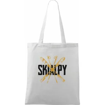 Skialpy nápis lyže - Taška bavlněná - 42 x 38 cm ( Bílá )
