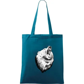 Nákupní taška Medvěd trošku naštvaný - Taška bavlněná - 42 x 38 cm ( Petrolejová )