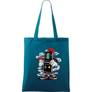 Nákupní taška Videohráč - Taška bavlněná - 42 x 38 cm ( Petrolejová )