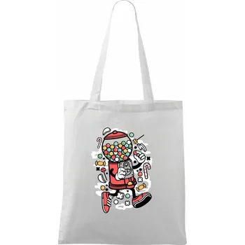 Nákupní taška Bubble gum man - Taška bavlněná - 42 x 38 cm ( Bílá )