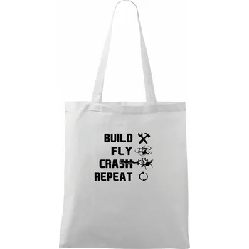 Dron Build fly crash repeat - Taška bavlněná - 42 x 38 cm ( Bílá )