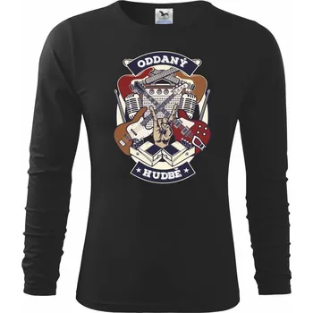 Oddaný hudbě - Triko dětské Long Sleeve - 146 cm/10 let ( Černá )