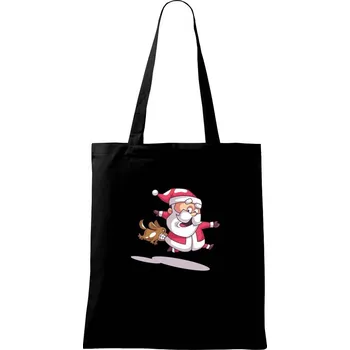 Santa se zakousnutým psem - Taška bavlněná - 42 x 38 cm ( Černá )