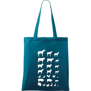 Zvířátka z vesnice - Taška bavlněná - 42 x 38 cm ( Petrolejová )