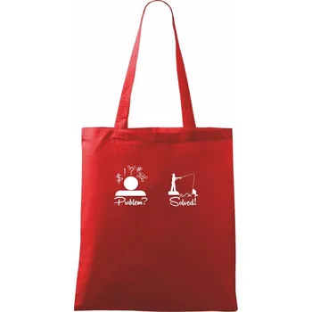 Nákupní taška Problem? Solved! - Rybaření - Taška bavlněná - 42 x 38 cm ( Červená )