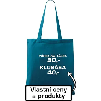 Párek na tácek a klobása - Taška bavlněná - 42 x 38 cm ( Petrolejová )