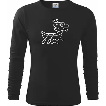 Chlapecké oblečení Dračí loď sprejovaná - Triko dětské Long Sleeve - 104-110cm / 3-4 roky ( Černá )