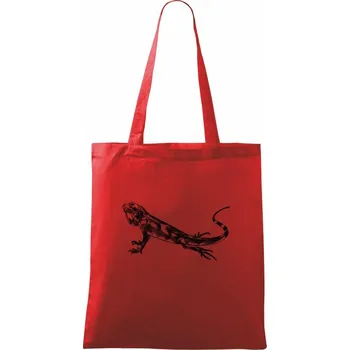 Tužkou kreslený Leguán - Taška bavlněná - 42 x 38 cm ( Červená )