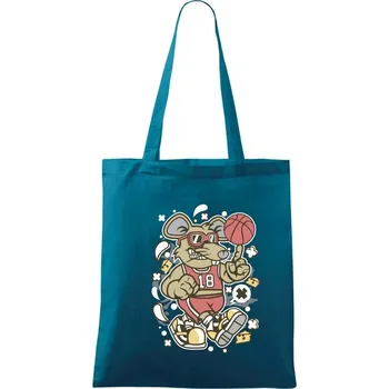 Myš basketbal - Taška bavlněná - 42 x 38 cm ( Petrolejová )