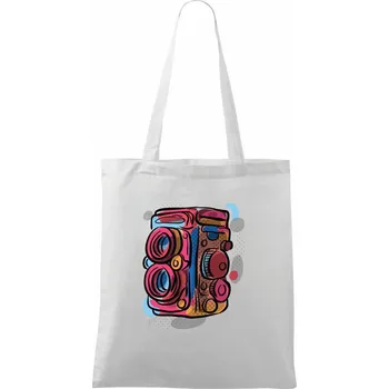 Nákupní taška Foťák barevný - dvě čočky - Taška bavlněná - 42 x 38 cm ( Bílá )