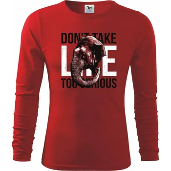 Elephant serious - Triko dětské Long Sleeve - 158 cm/12 let ( Červená )