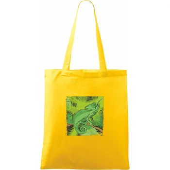 Chameleon na větvi - Taška bavlněná - 42 x 38 cm ( Žlutá )