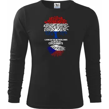 Chlapecké tričko Living in the Netherlands with Czech Roots - Triko dětské Long Sleeve - 122 cm/6 let ( Černá )