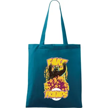 Fake Friends - Taška bavlněná - 42 x 38 cm ( Petrolejová )