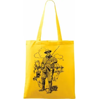 Kreslený rybář s úlovkem - Taška bavlněná - 42 x 38 cm ( Žlutá )