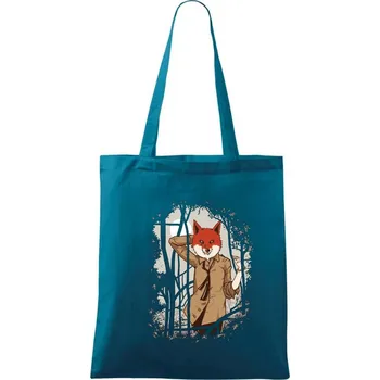 Fox in a shirt - Taška bavlněná - 42 x 38 cm ( Petrolejová )